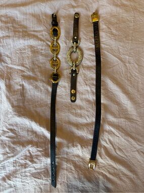 Gold and Black Leather Wrap Bracelet Bundle